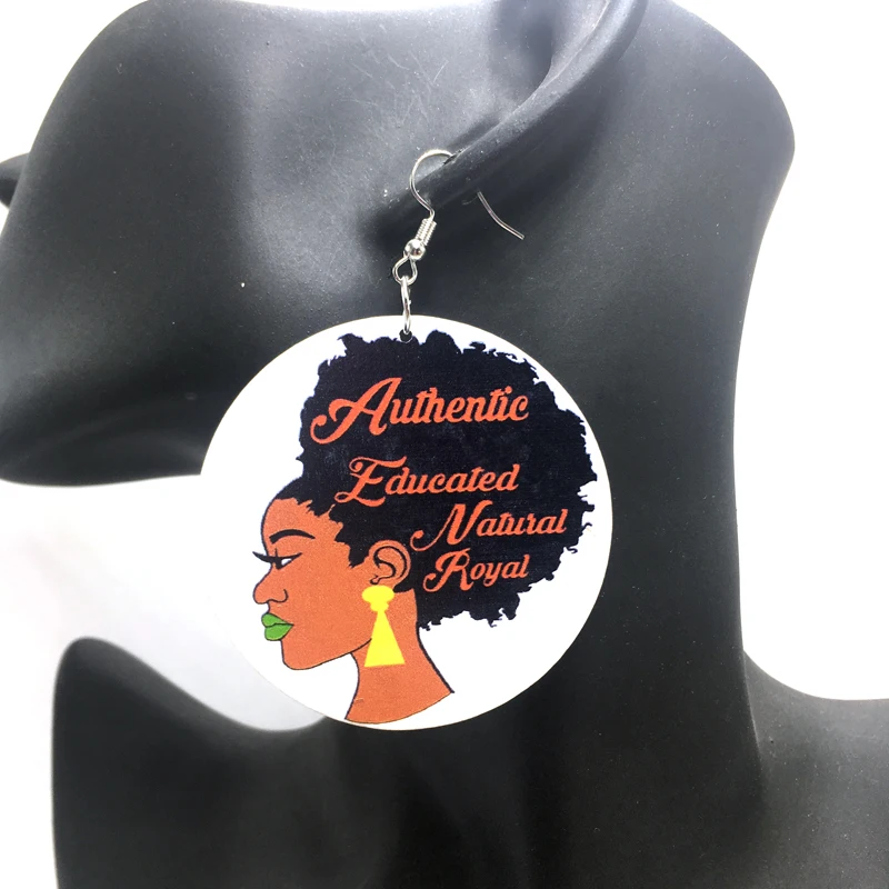 

Free Shipping!Natural Queen Hair Wooden Earrings