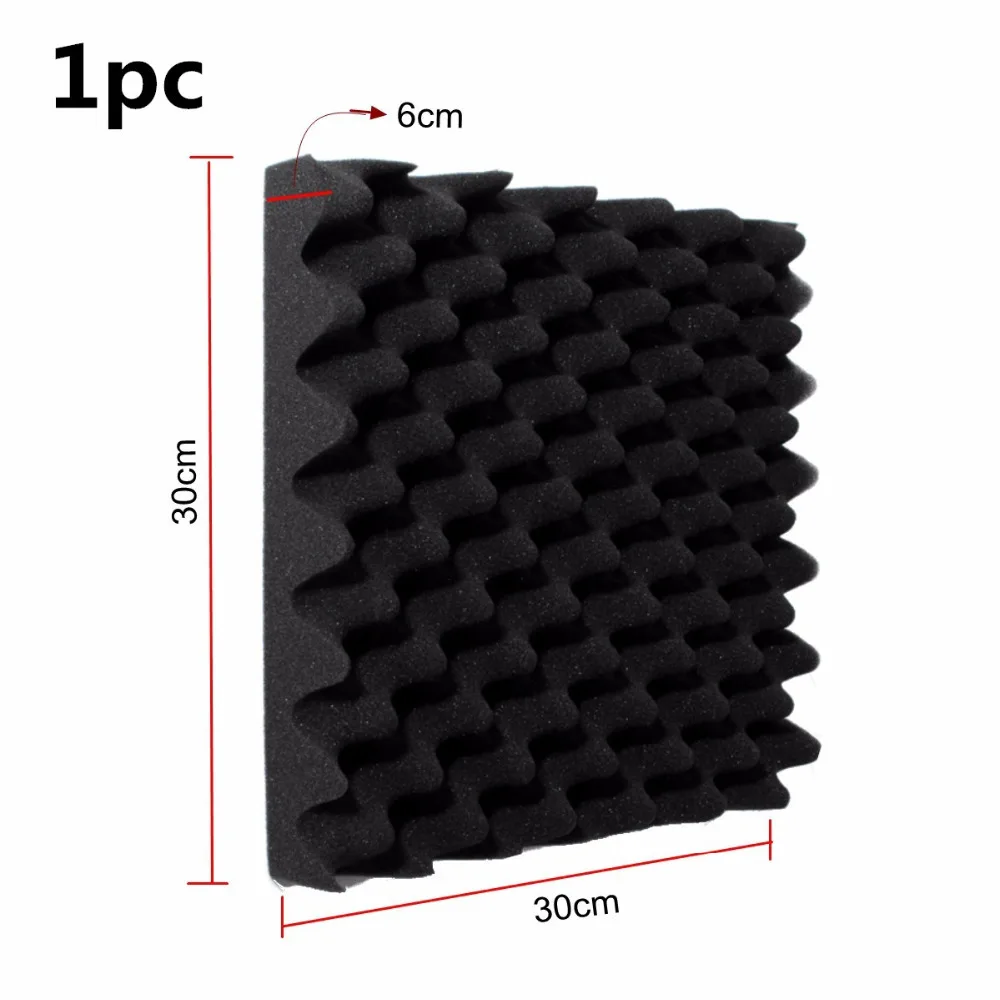 30*30*6 см Звукоизоляционная пена 1 шт Черная акустическая пена звукоизоляция студия комната поглощение клиновые плитки пенополиуретан