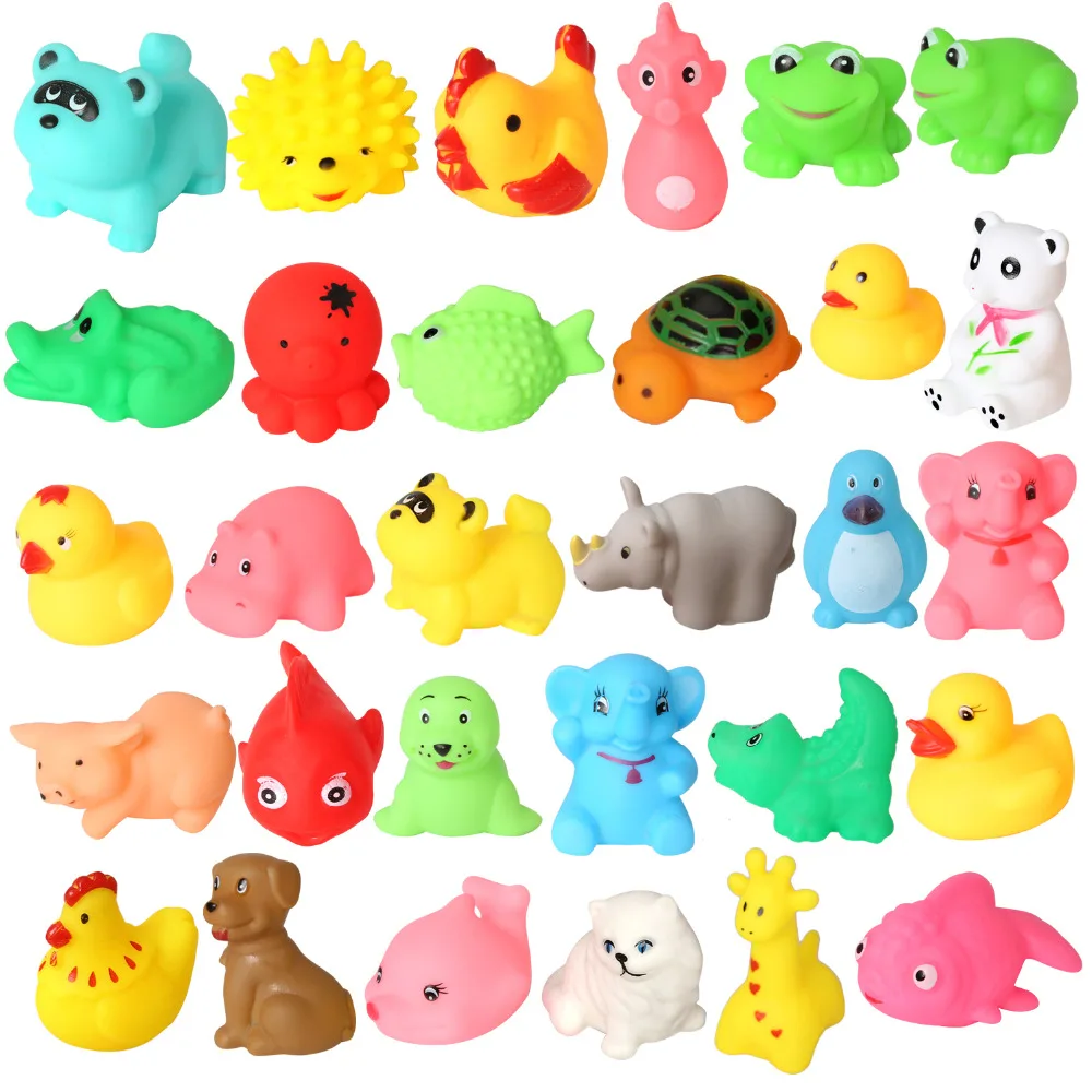 

30 Piece Mini Colorful Animals Rubber Bath Toys Cute Rubber Assorted Wildlife Animal Characters for Baby Bathtub Fun Time