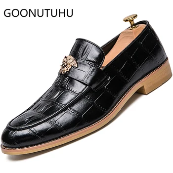 

2019 new style fashion men's shoes casual leather loafers male black brown big size 38-47 slip on shoe man oxfords shoes for men