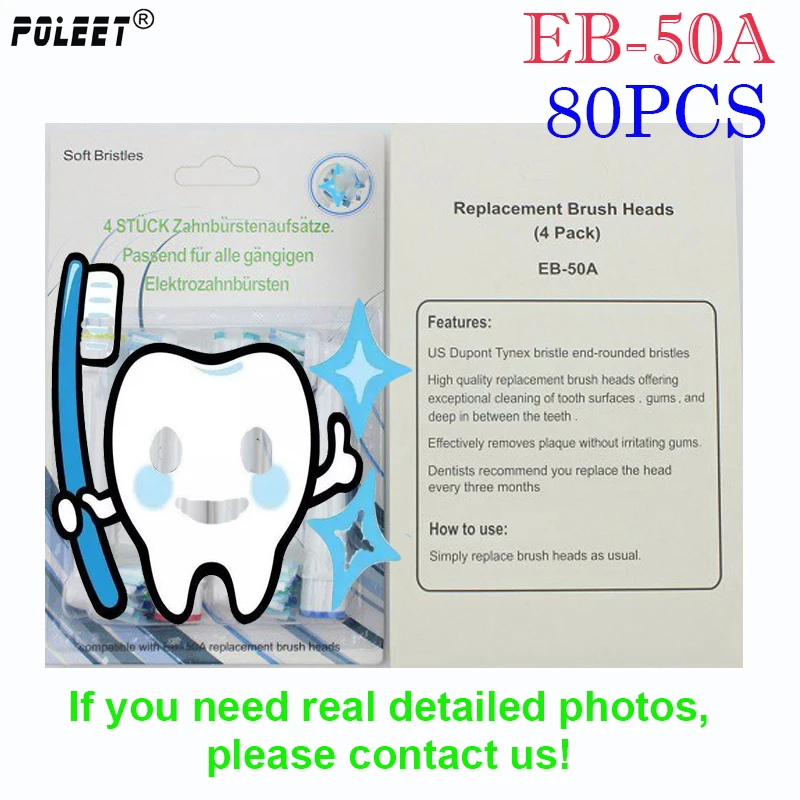 Poleet 80Pcs=20Packs Electric Toothbrush Replacement Head EB-50A For Oral-B1 heads EB50A Soft Bristles Oral Hygiene | Бытовая техника