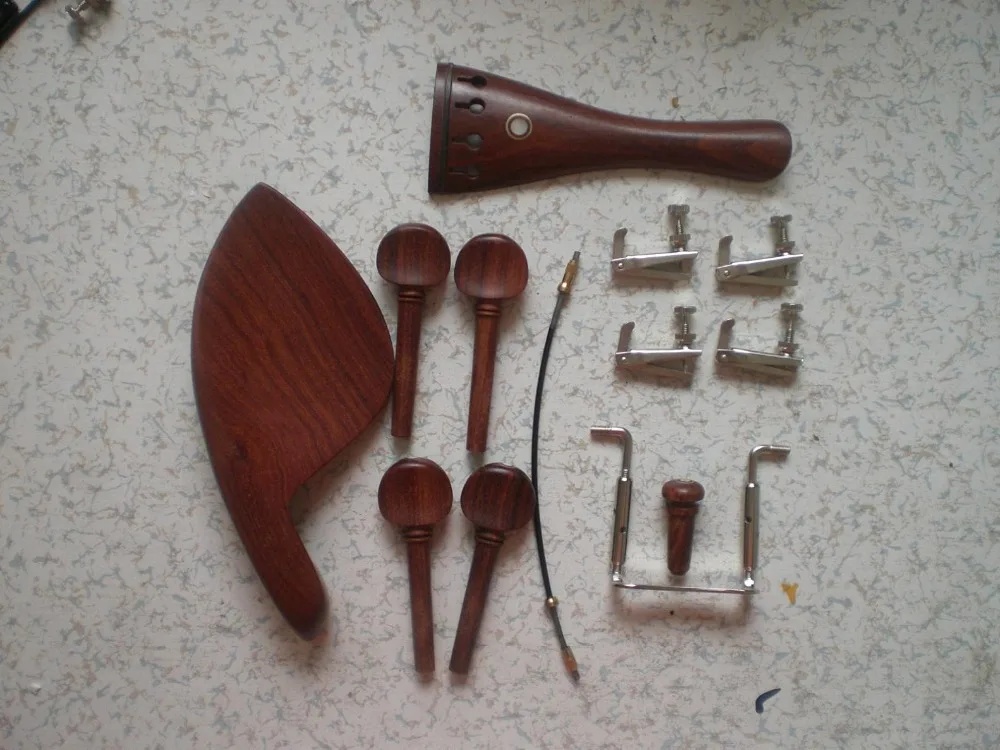 

1 Set Rose wood Violin parts 4/4 with Strings Violin Bridge Fine tuner gut clamp