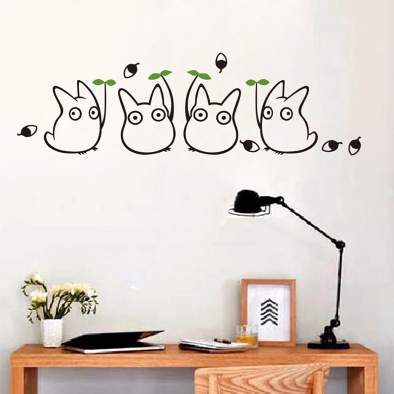 

New Cartoon Animation Vinyl Totoro Wall Decals For Children's Room/Bathroom Home Decoration Cute Chinchilla Wall Stickers