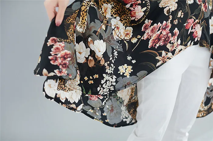 NBHUZEHUA женская рубашка, плюс размер, Цветочная блузка,, необычная вискоза, богемный стиль, винтажный Топ, летнее кимоно, кардиган, 5XL 6XL 19-D162