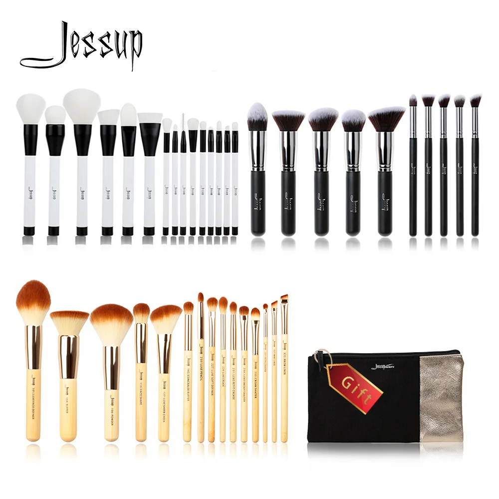 

Jessup Buy 3 get 1 gift Makeup Brushes set Beauty Make up Liquid Kabuki Powder Foundation Eyeshadow Eyeliner Lip cosmetic bag