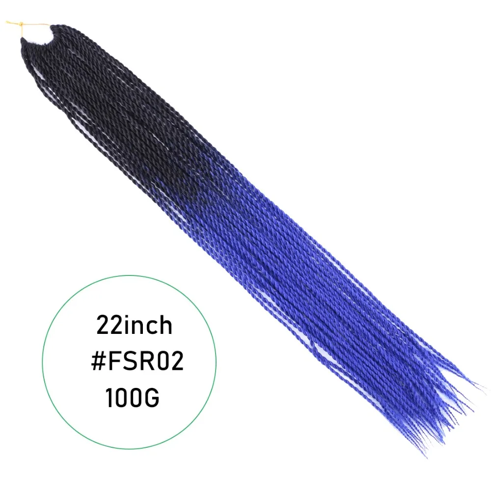 Angie 100 Gram/pack 22 Inch crochet braids Senegalese Twist Hair Braiding 30 Roots/pack Synthetic Ombre color Hair for Women