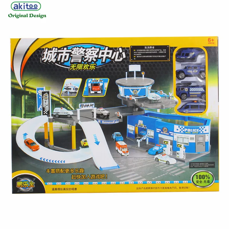 Akitoo 1078 большой 67*65*27 см детский городской полицейский центр парковка вертолет автомобиль игрушка набор хорошее качество раннее образование игрушки набор