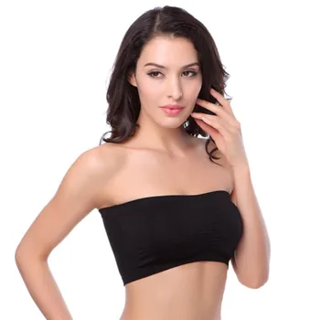 

Basic Black Fashion Women Plus Size S-3XL Strapless Removable Padding Bra Tops Ladies Seamless Crop Tops Bandeau