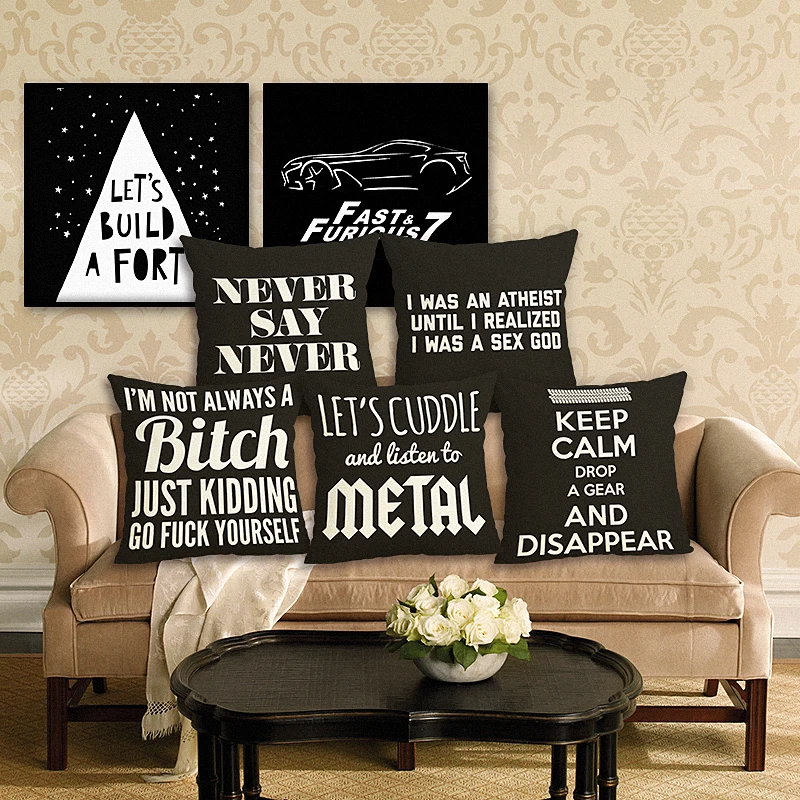 

RECOLOUR black word cushion cover Pillow cover home Decorative Throw Pillows christmas decorations for home cojines
