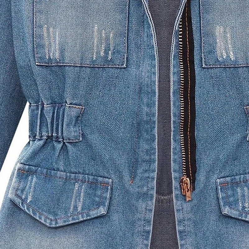 High Quality Denim Jackets Women Autumn Fashion Long Sleeve Jeans Coat Casual Denim Outwear Tops Plus Size 5XL