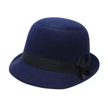 Women Girl Retro Bowknot Beach Felt Wool Fedora font b Hats b font Bowler Hiking Caps
