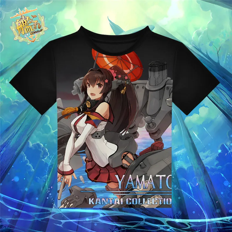 

Anime Kantai Collection Shimakaze Amatsukaze Yamato Musashi T-shirt Kancolle Takao Atago Black Polyester T Shirt Summer Tshirt