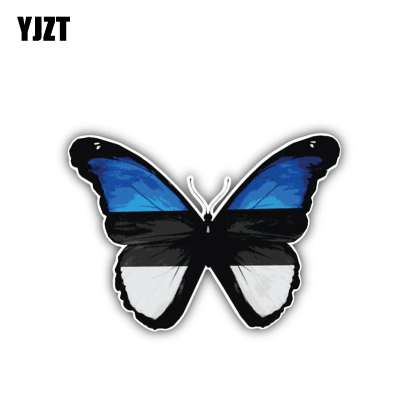 YJZT 13.5CM*9.7CM Car Styling Estonia Flag Butterfly Decal