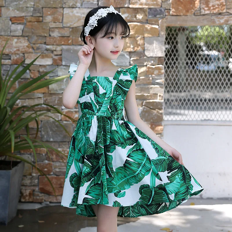 Детская одежда для девочек новая модель платье Летнее Для досуга натуральный хлопок девушка платье с удлиненной сзади юбкой принцессы#2