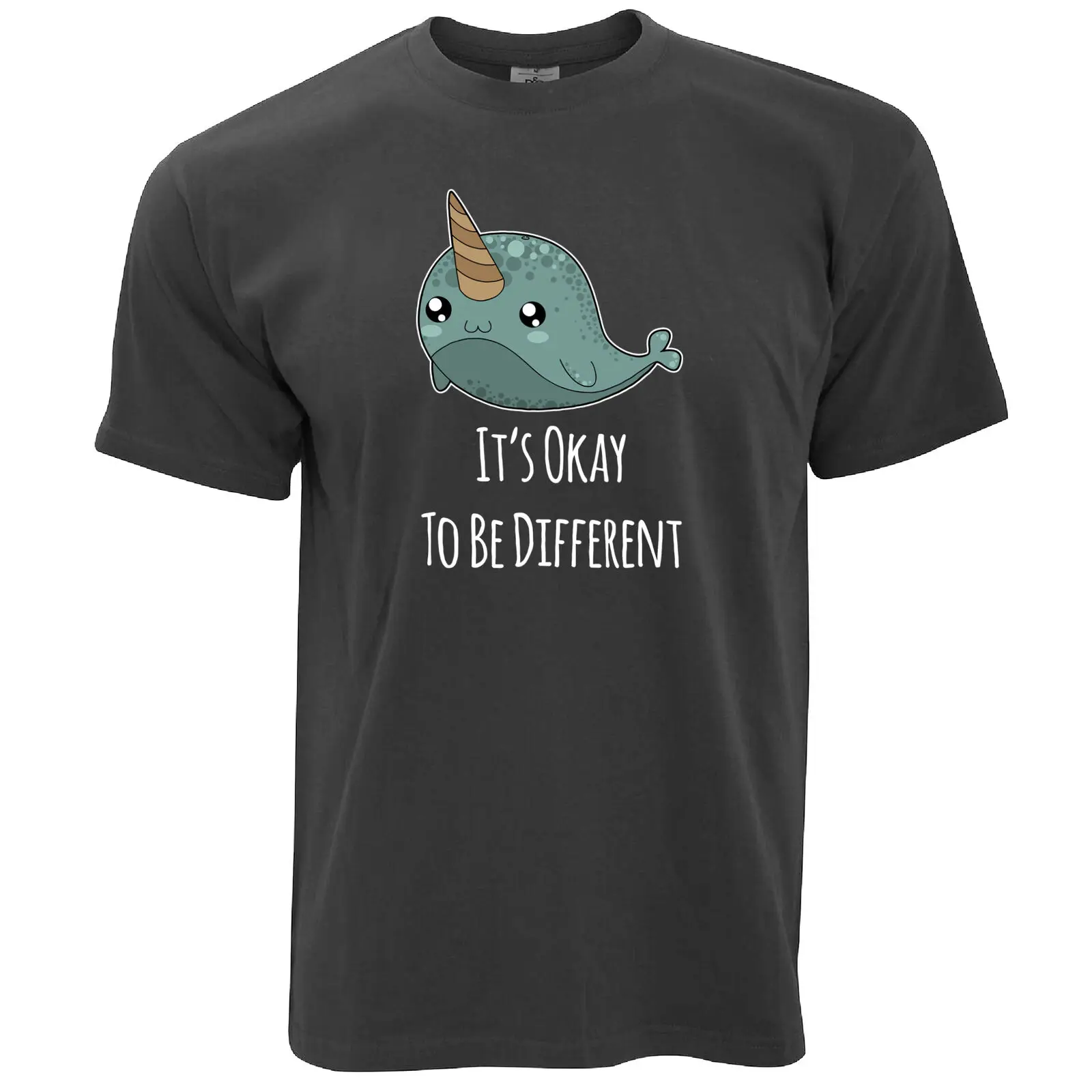 

Cute Narwhal T Shirt It's Okay To Be Different Slogan Ocean Cartoon Sea