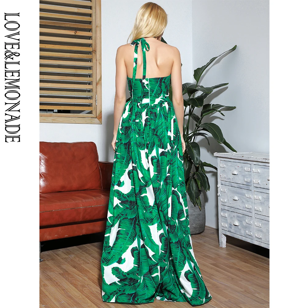 white leaf print dress