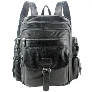 2018 Fashion Men's Genuine Leather Backpack men Backpacks leather Travel Backpack male Rucksack Travel bag School mochila Black niuboa top quality cowhide first layer knapsack male computer preppy school bag vintage genuine leather rucksack men backpack