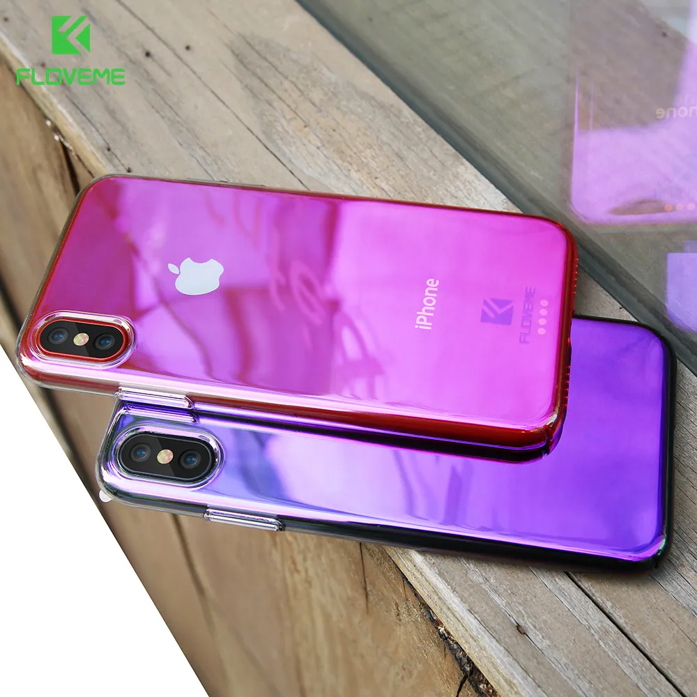 FLOVEME Luxury Case For iPhone X Blue Light Ray Case For