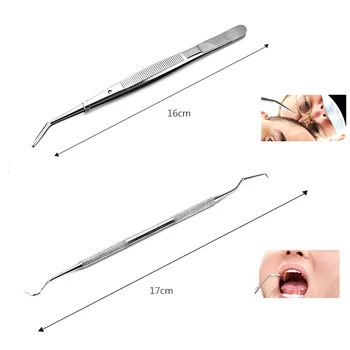 

NEW 5Pcs/Set Stainless Steel Dental Prepared Tool Set Probe Tooth Care Kit Tweezer Sickle Scaler
