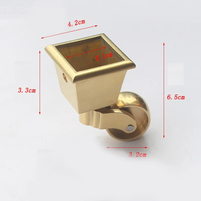 4 шт./лот квадратный полированный Твердый латунный Кубок поворачиваемое колесико castor s Универсальный