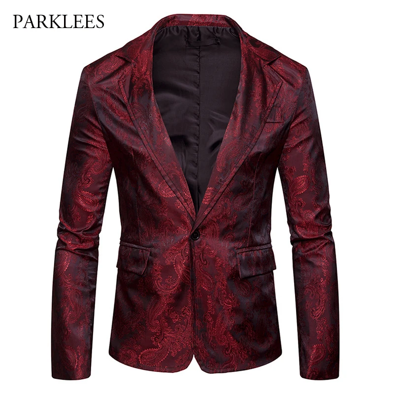 

Paisley Blazers Men Suits 2018 Brand New One Button Single Breasted Mens Suit Jackets Casual Notched Lapel Dress Party Blazers