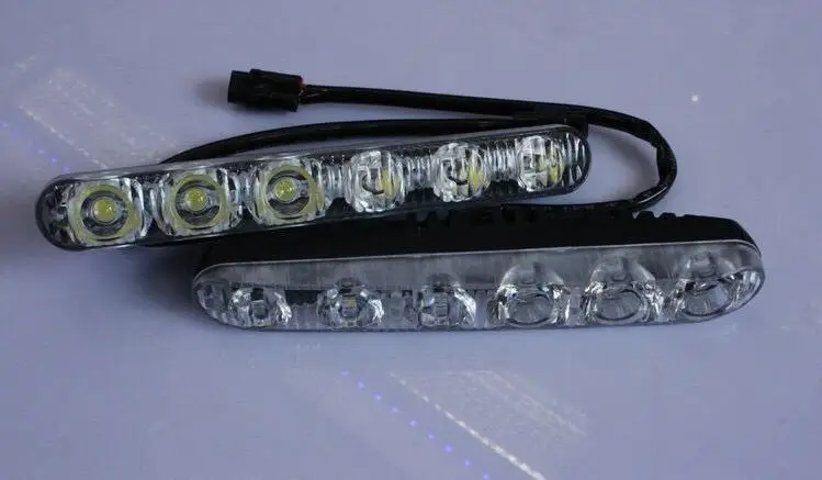 Pair Car Headlight HighLow Beam Warning Driving Fog Lamp Auto Head LED Daytime Running Light Len Xenon DRL AE (10)