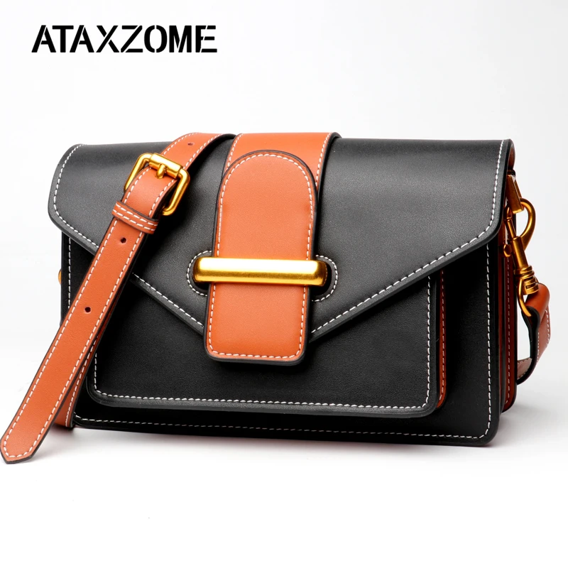 

ATAXZOME 2019 Vintage Genuine Leather Organ Handbag New Arrival Crossbody Shoulder Bag Fashion Totes Real 100%Cow Leather bolsa