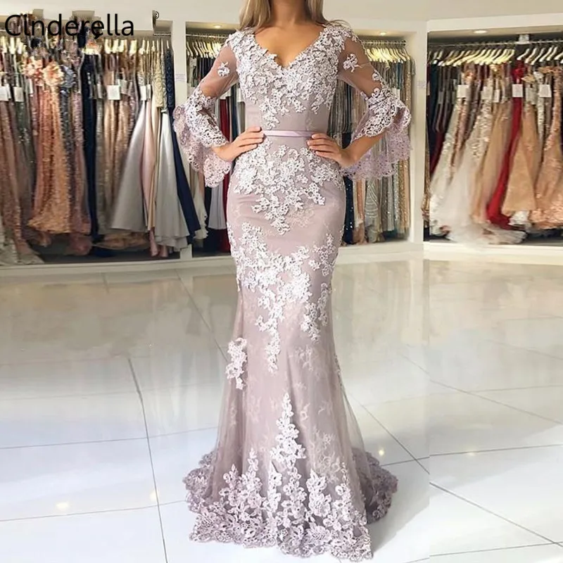 Cinderella V Neck Special Sleeves Sweep Train Mermaid Lace Lique Crystal Beaded Evening Dresses Vestidos De Fiesta Ed Bridesmaid Cinderella V Neck Special Sleeves Sweep Train Mermaid Lace Lique Crystal Beaded Evening Dresses Vestidos De Fiesta Ed Bridesmaid
