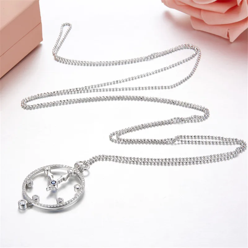 

Fits Monaco Jewelry with Women's Party Gift Jewelry Charm 925 Sterling Silver Micro-Inlay Pocket Watch Necklace Fashion