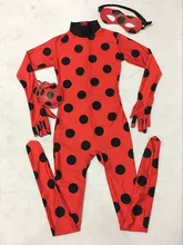 Kids Zip The Miraculous Ladybug Cosplay Costume Halloween Girls Ladybug Marinette Child Lady Bug Spandex Full Lycra Zentai Suit