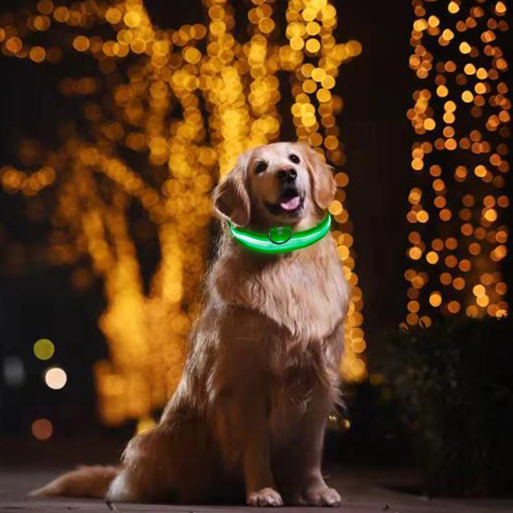 Нейлоновый светодиодный поводок для собак с подсветкой, светодиодный, мигающий, светящийся в темноте, ошейник для собак, поводок для домашних животных