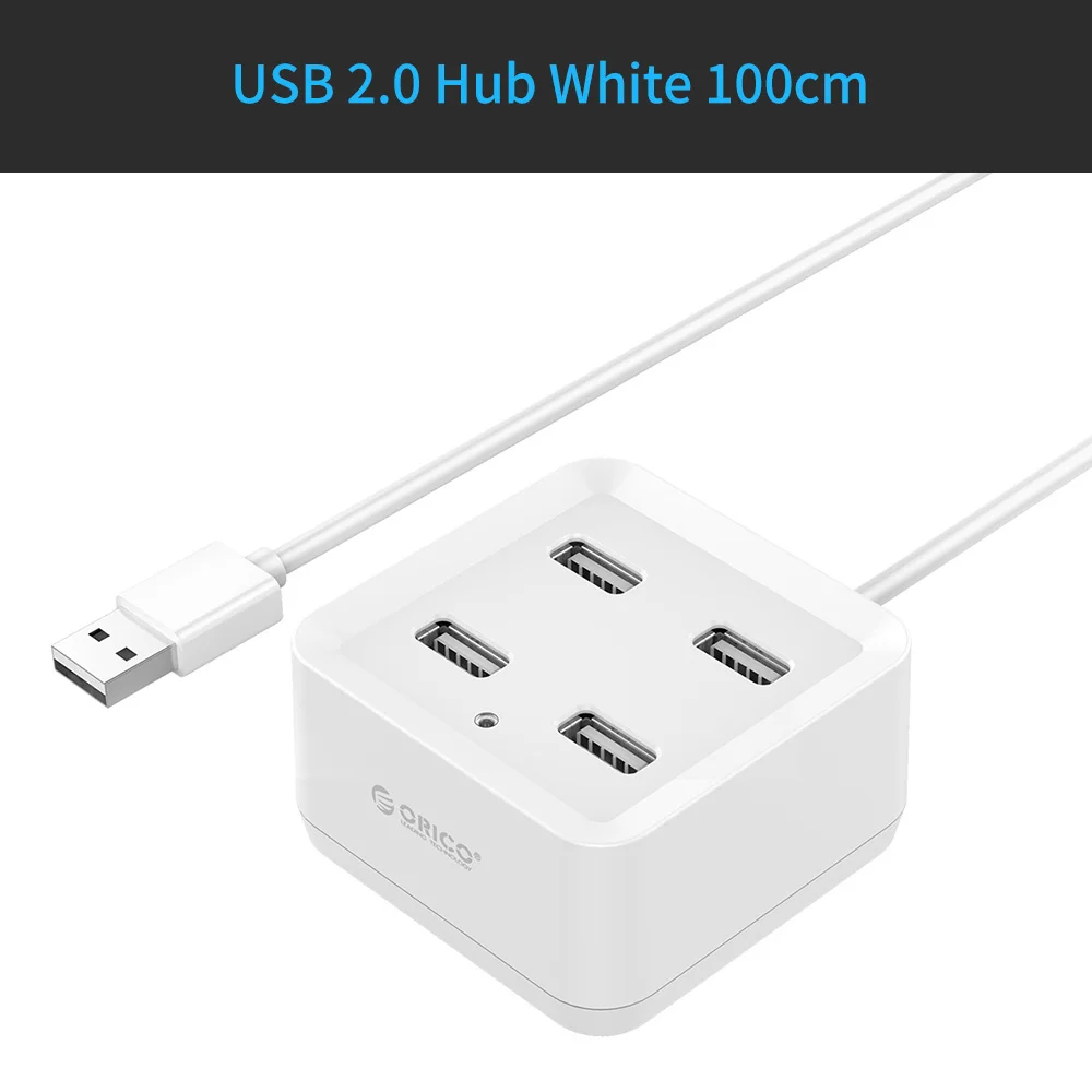 ORICO usb-хаб 4 порта USB 2,0 концентратор для ноутбуков и настольных мини usb-хаб USB 2,0 для окон/IOS/Linux - Цвет: White 100cm