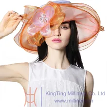 Las mujeres de Las Señoras Sombrero Del Organza de Boda de La Iglesia Derby Playa Cóctel de la Tarde Party Dress Fedora Sombrero de Ala Ancha Casquillo Del Sol Del Verano de La Vendimia nueva