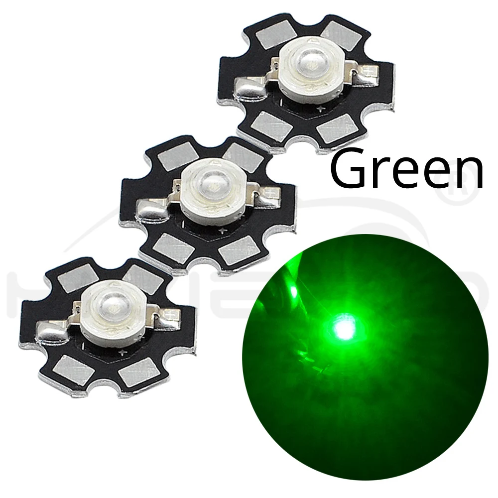 10X1 Вт 3 Вт высокое мощность чип Белый Красный Синий Зеленый светильник шарик излучатель светодиодный лампы Диоды лампы бусины с 20 мм Звезда PCB Платиновый теплоотвод