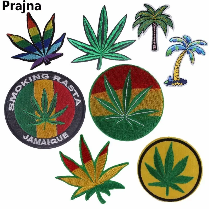 

Prajna Fashion Palm Green Leaf Patch Iron On Vintage Patches Tree Cheap Embroidered Hippie Patches For Clothes Sewing Stickers