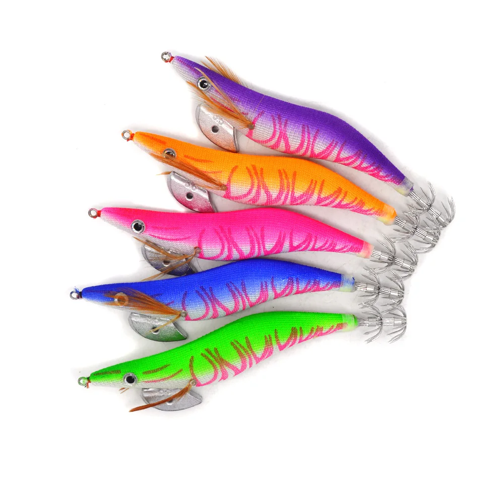 Hot 5 pz Mix Colore 13 cm 20g esche Da Pesca esportati in Giappone Nuovo disegno Squid Jigs Squid gancio di Trasporto libero in Hot 5 pz Mix Colore 13
