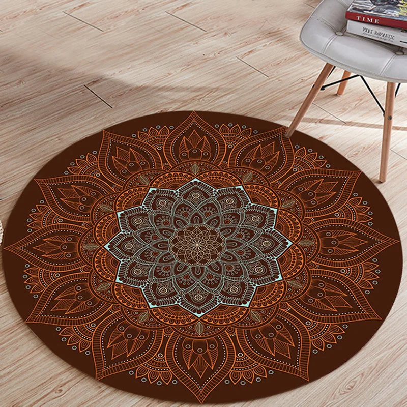 Индийский богемный круглый ковры для гостиная Этническая компьютерное кресло области персидский пол коврики ковровое покрытие для раздевалки спальня