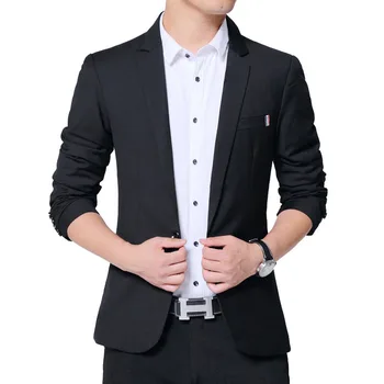 

2019 New Arrival Fashion Blazer Mens Casual Jacket Solid Color Cotton Men Blazer Jacket Men Classic Mens Suit Jackets Coats