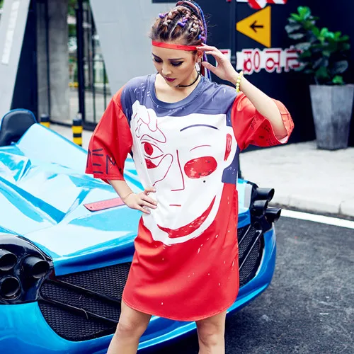 Харадзюку, летняя модная длинная футболка, женские свободные топы,, Vestidos, с надписями, Одежда для танцев в стиле хип-хоп, женские топы, футболки - Цвет: 806204