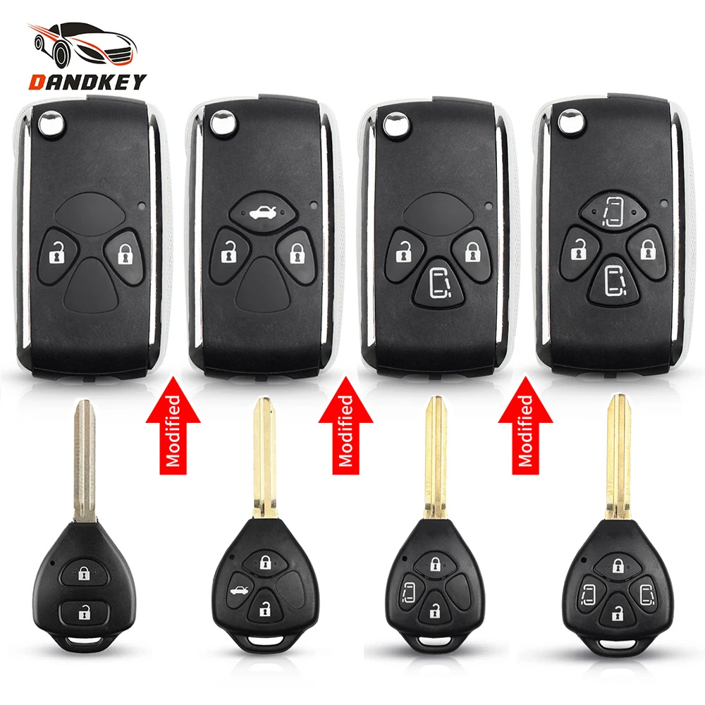 

Dandkey Modified 2/3/4 Button Flip For Toyota Corolla RAV4 Yaris Prado Camry Crown Avalon TOY43 Remote Key Shell Car Accessories