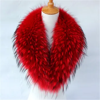 

Promotion ! Size 80cm * 18 cm Real Raccoon Fur Collar High Quality Winter Warm Fur Collar Scarves 6 Colors