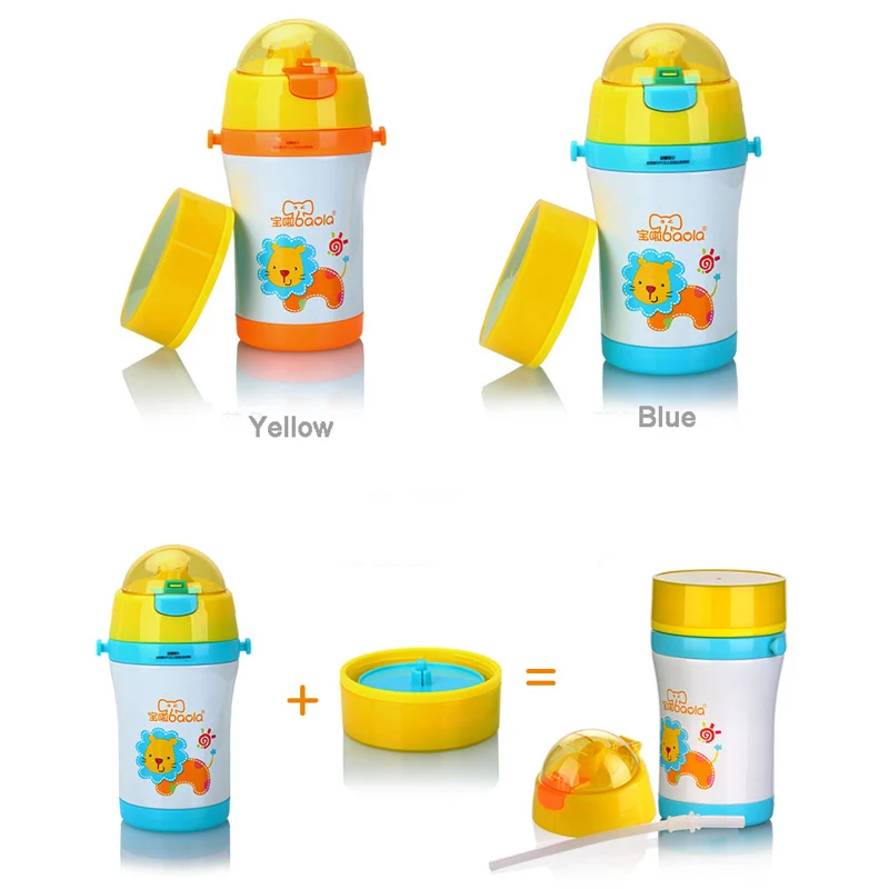 

300ml Cartoon Kids Water Cup Animals Pattern Stainless Steel Bottle Children Thermos Travel Bottle Outdoor Tools