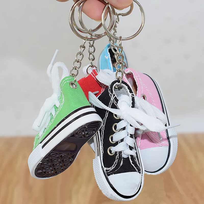 

1Pc Mini Canvas Shoes Sneaker Tennis Keychain Creative Key Ring Simulation Sport Shoes Funny Keyring Pendant Gift Accessories
