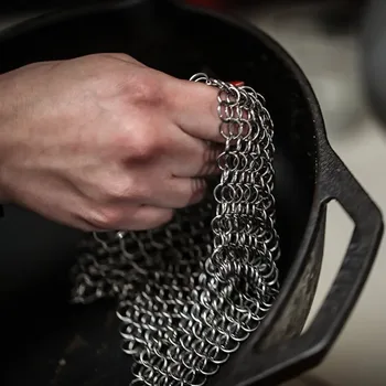 

8x8 inch Round Cast Iron Cleaner Stainless Steel Brush Scrubber Rust Pot Pans Cleaning Scrubber Household Kitchen Cleaning Tools