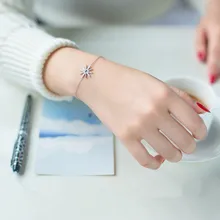 Корейский горный хрусталь Подсолнух 925 Браслеты стерлингового серебра и браслеты | потомок солнца болельщики любят стерлингового-серебро-ювелирные изделия