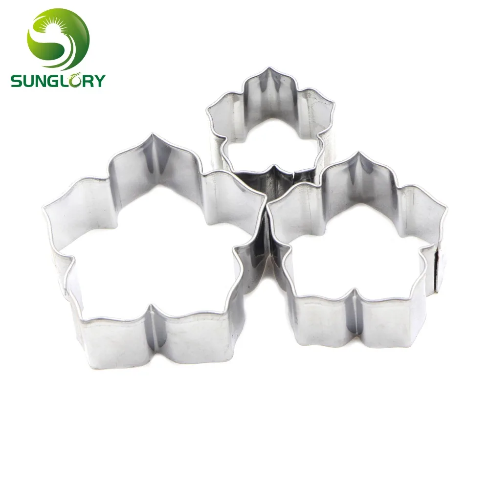 3PCS Stainless Steel Petunia Flower Cutters Set Metal Petal Cookie