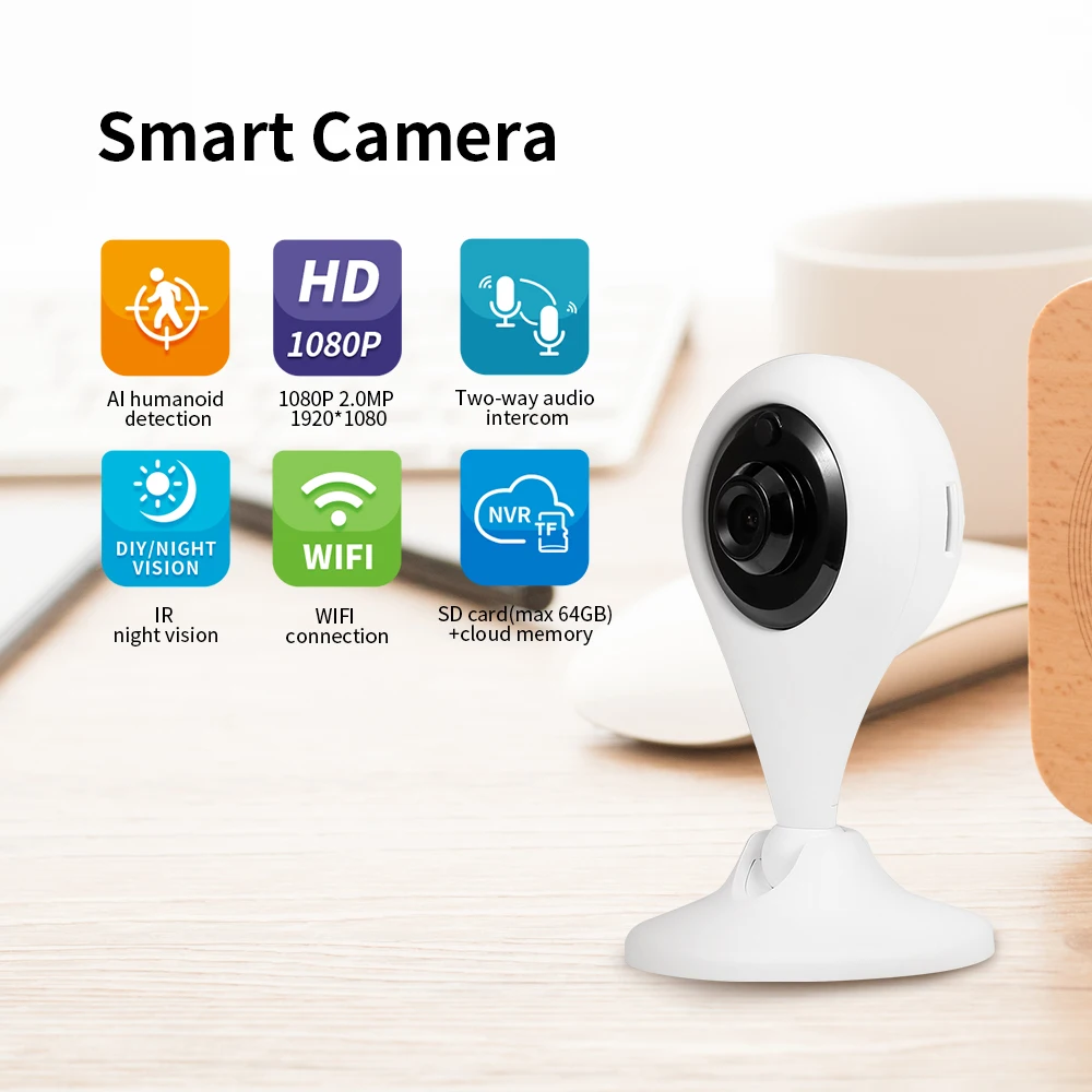 

1080P Security Camera Wireless Network Wi-Fi Monitor Device IP Camera WIFI Night Vision Two-way Audio Motion Detection Function