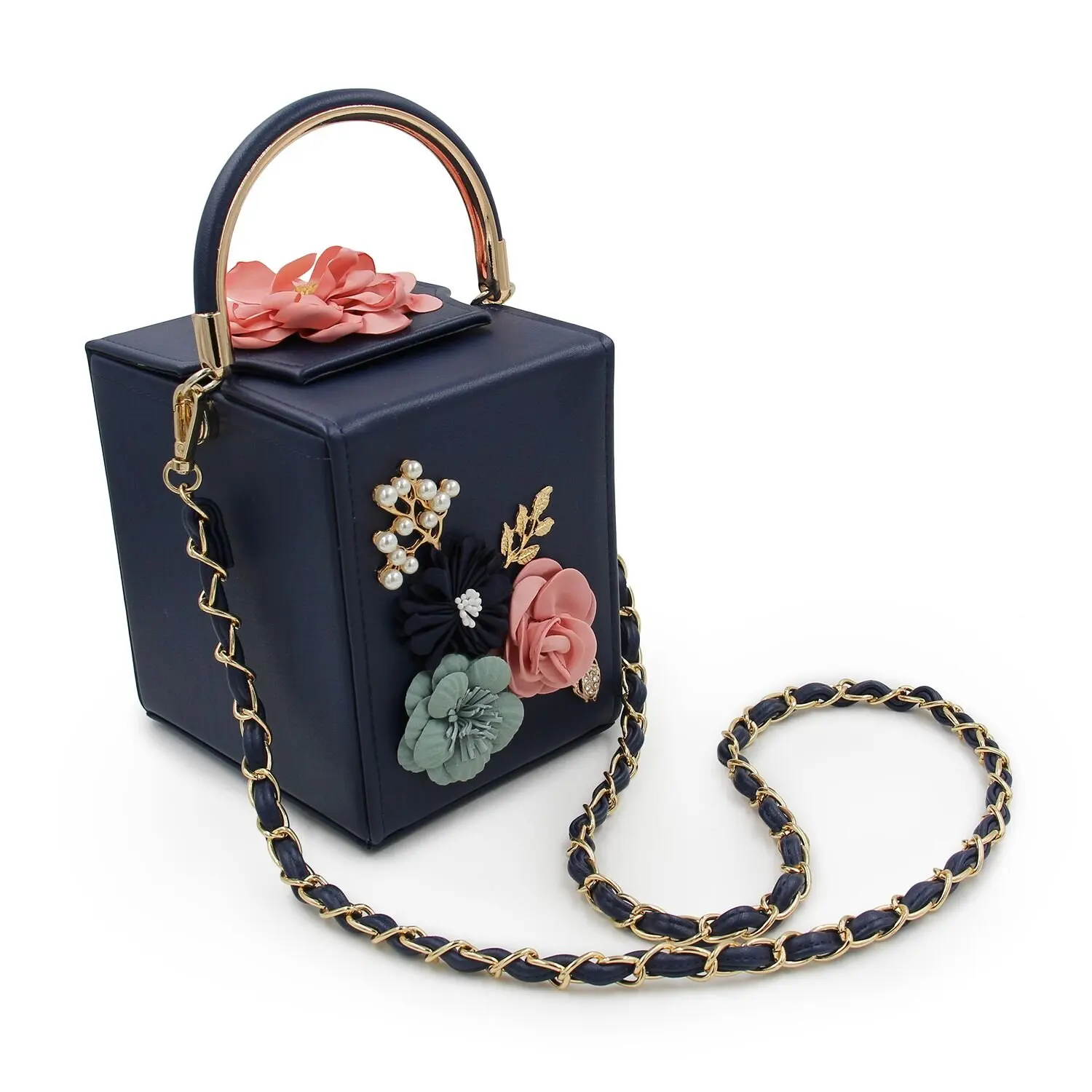 

JHD-Women Clutches Flower Clutch Bag Box Clutch Purse Evening Handbag