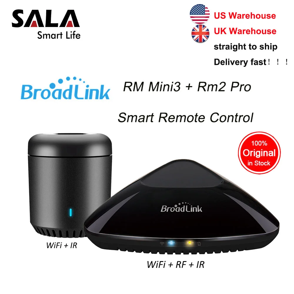 

Broadlink Mini3 RMPRO+RM33 Universal Intelligent Remote Controller Smart Home Automation WiFi IR RF Switch For IOS Android Phone