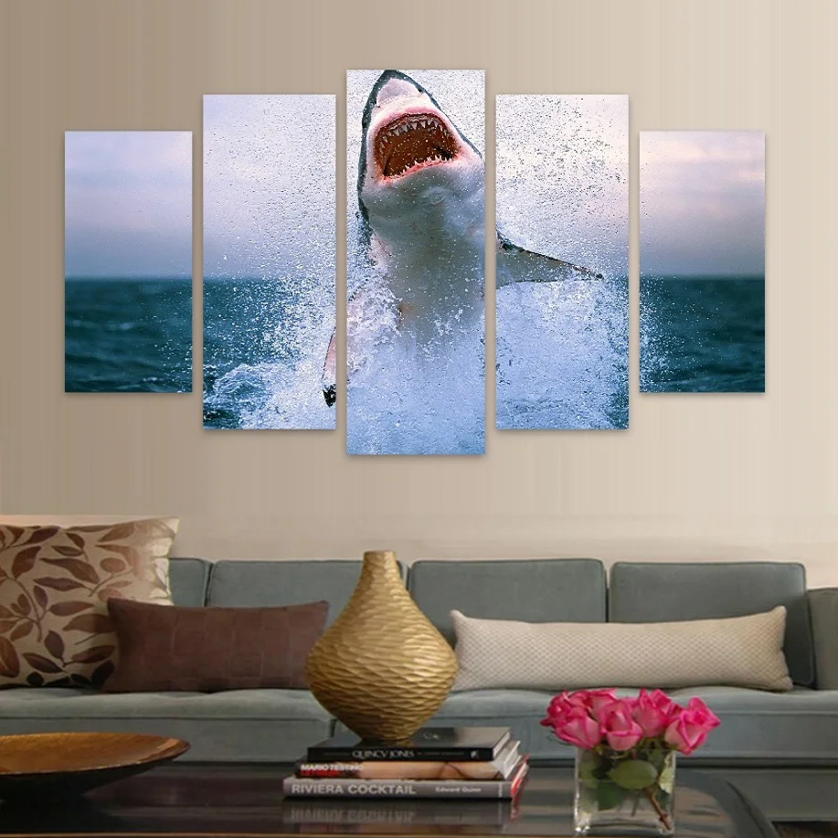 Sharks HD Canvas Wall Art FREE SHIPPINGin Painting & Calligraphy from